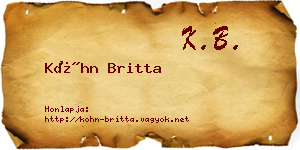 Kóhn Britta névjegykártya